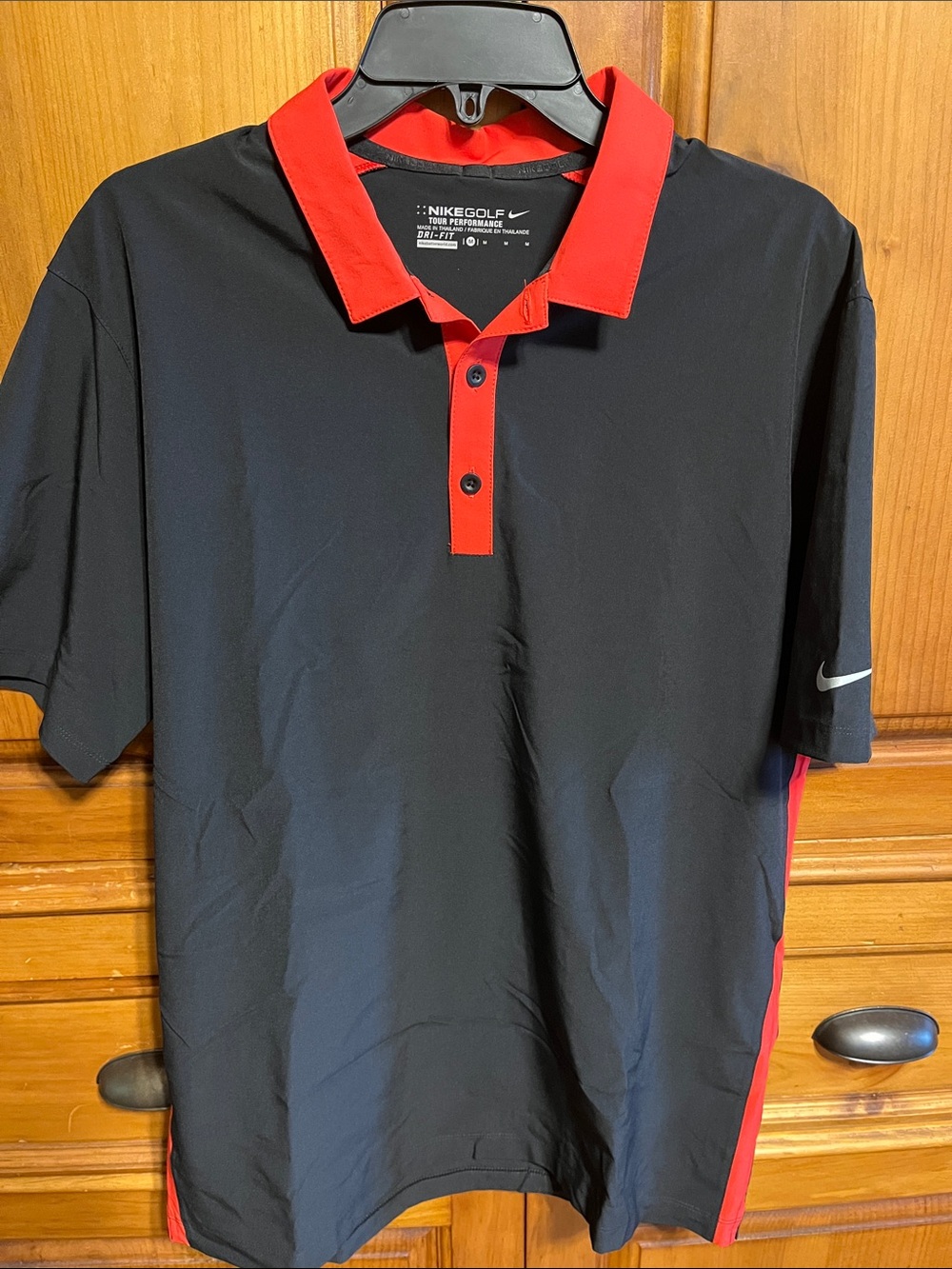 Nike Black Polo with Red Collar and Trim